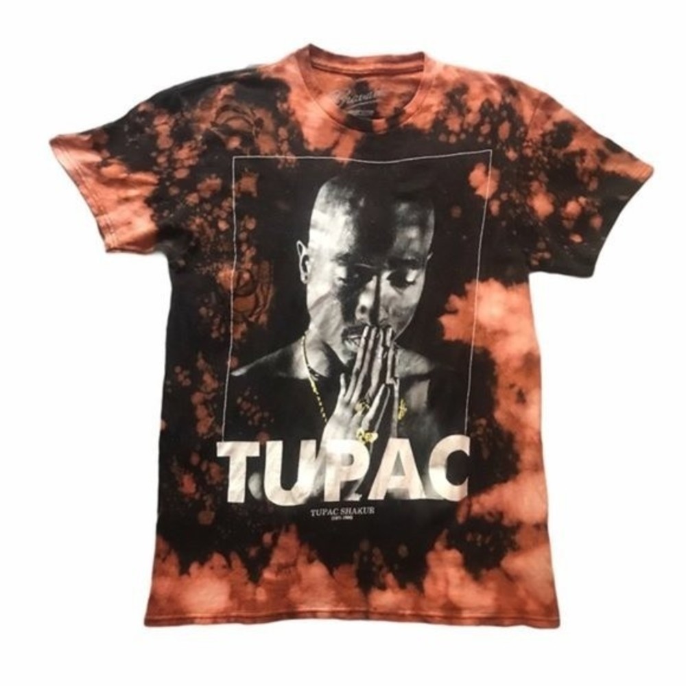 Tupac Custom Bleached Distressed Black T-Shirt - image 1